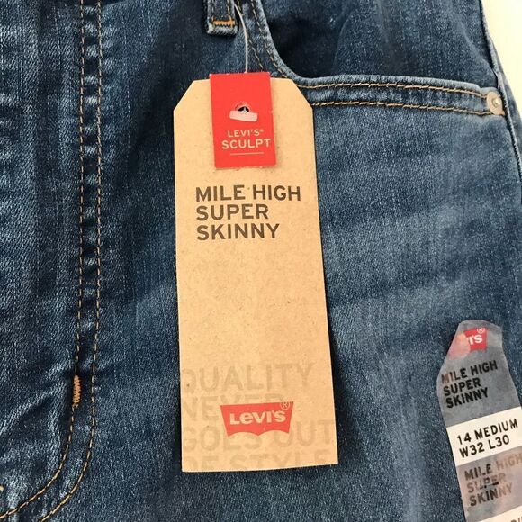 New! Levi’s Mile High Rise Ripped Distressed Raw Hem Frayed Skinny Jeans - Picture 8 of 11